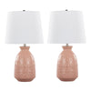 Claudia - Contemporary Lamp (Set of 2) - Rose Tan / Polished Nickel / White