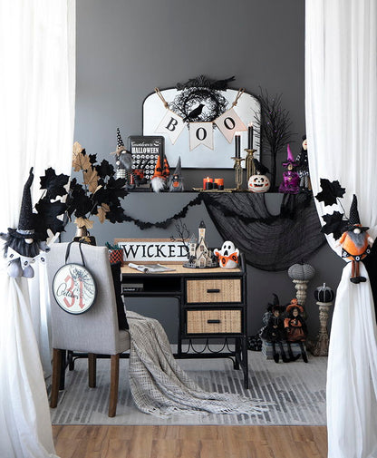 Gnome Decor, For Halloween Decor - Black / White
