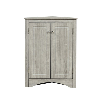 Triangle Bathroom Storage Cabinet With Adjustable Shelves, Freestanding Floor Cabinet For Home Kitchen - Oak