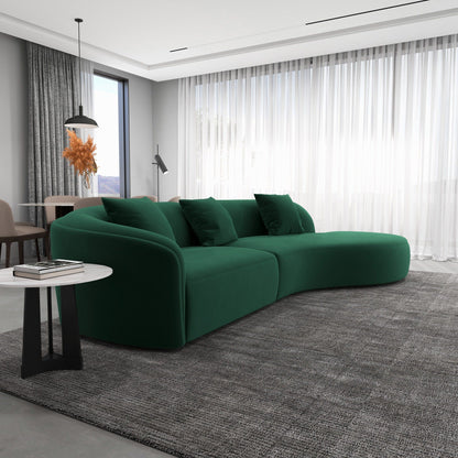 Elijah - Japandi Style Curvy Sectional Sofa - Green