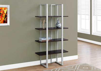 Bookshelf, Bookcase, Etagere, 4 Tier For Office, Contemporary & Modern - Espresso
