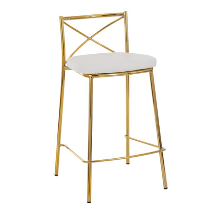 Modern Charlotte - Contemporary Fixed Height Counter Stool (Set of 2) - Gold / White