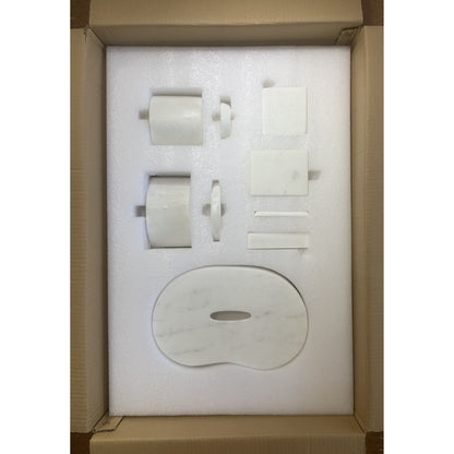 Marble Bathroom Accessories Set - Natural Stone - White / Natural