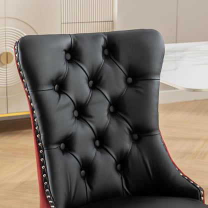 Nikki - Modern, High-End Tufted Solid Wood Contemporary And Velvet Upholstered Dining Chair With Wood Legs Nailhead Trim (Set of 2) - Black / Winered / Burgundy