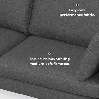 Ava - Mid Century Sofa With Ottoman Set - Dark Gray