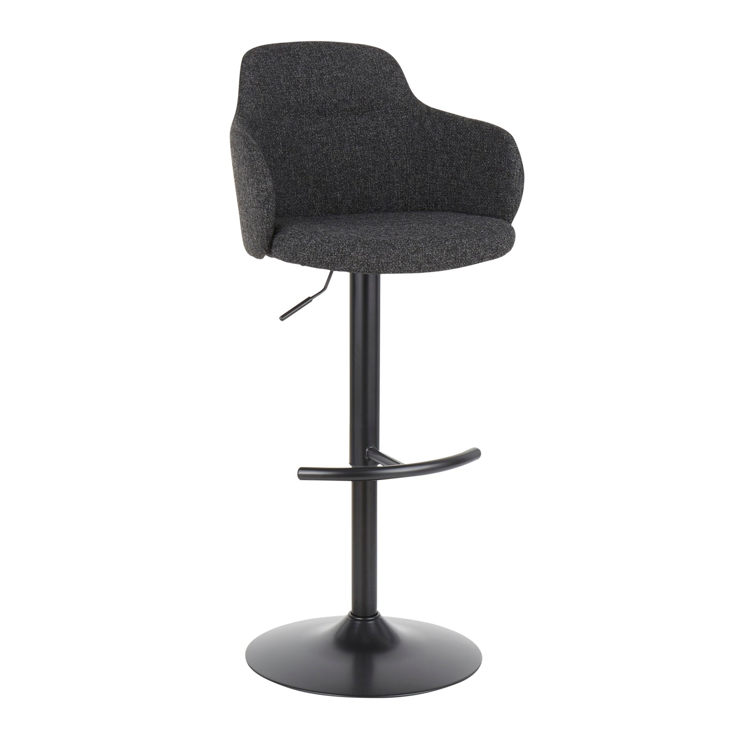 Boyne - Industrial Upholstered Adjustable Barstool With Swivel With Rounded T Footrest (Set of 3) - Black / Dark Gray