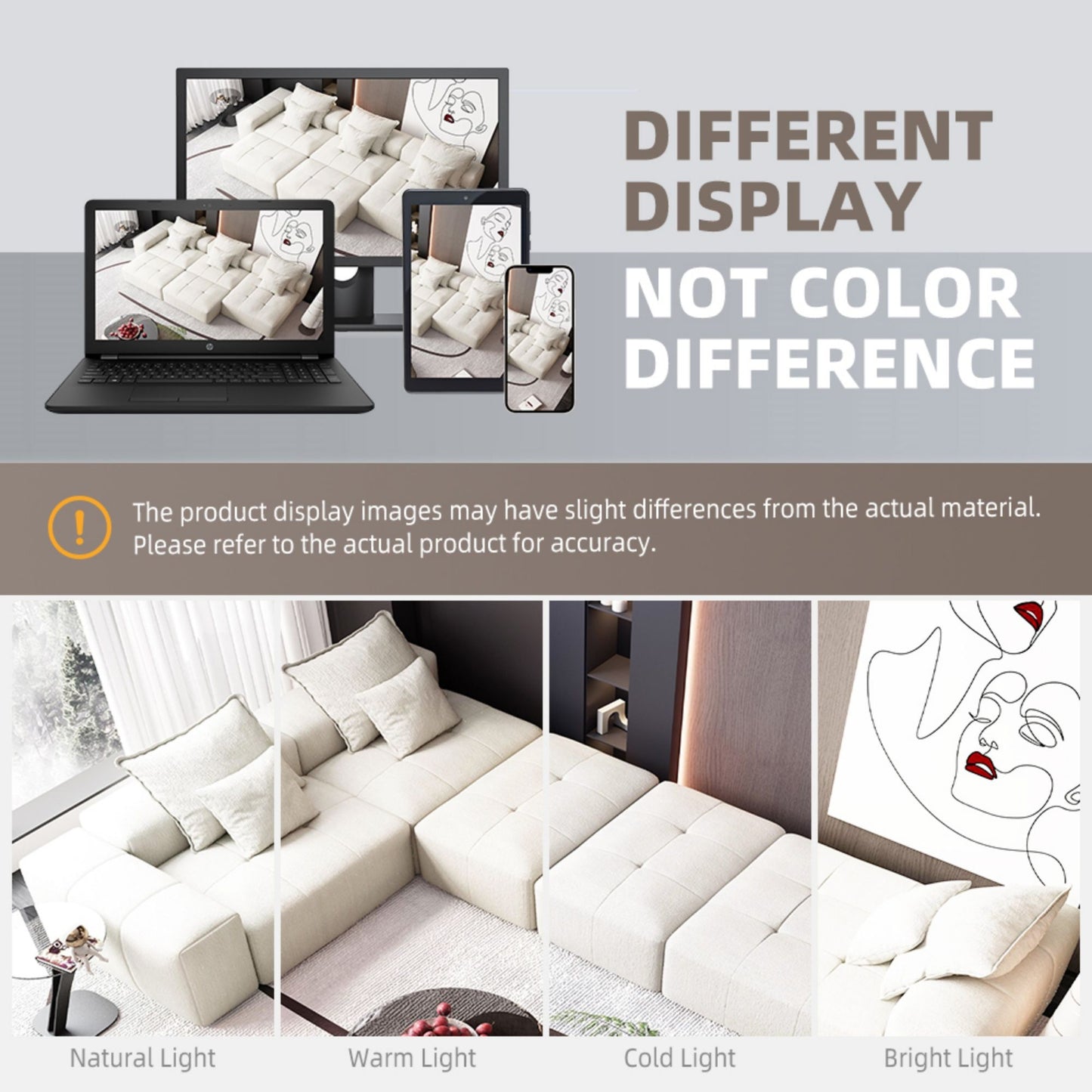 Modern Oversized Modular Sectional Sofa, Sparkling Chenille Fabric Soft Cushion Sofa With 6 Pillows, 6 Pieces Diy Combination Tufted Sofa, No Assembly Required - Beige