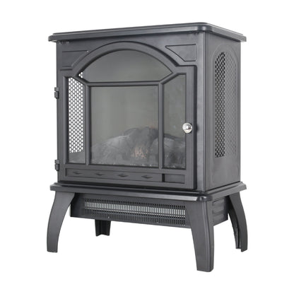 18" 3D Flame Electric Infrared Quartz Fireplace Stove With Remote Control - Antique Black