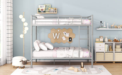Full Over Full Metal Bunk Bed - Sliver