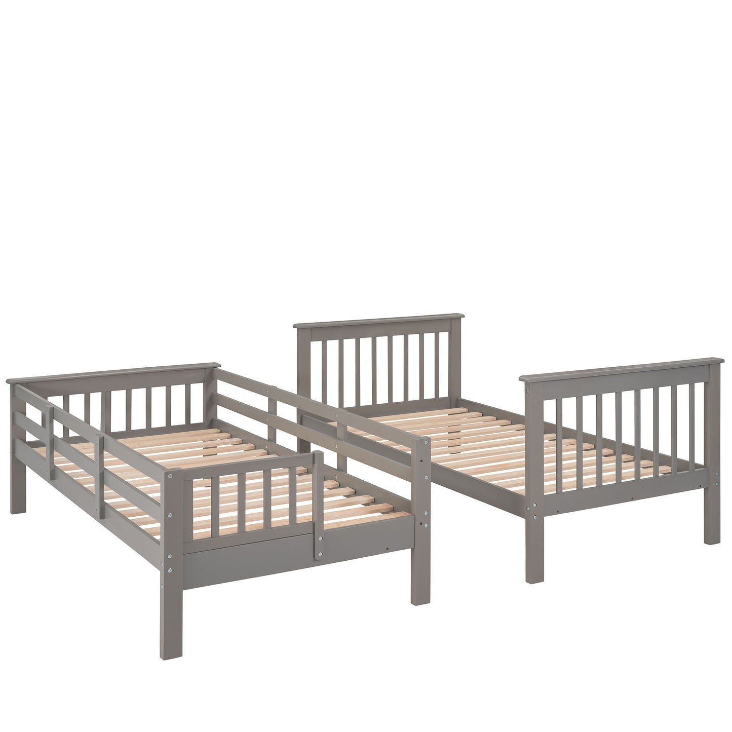 Stairway Twin Over Twin Bunk Bed With Storage And Guard Rail For Bedroom - Gray
