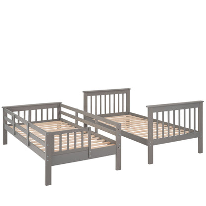 Stairway Twin Over Twin Bunk Bed With Storage And Guard Rail For Bedroom - Gray
