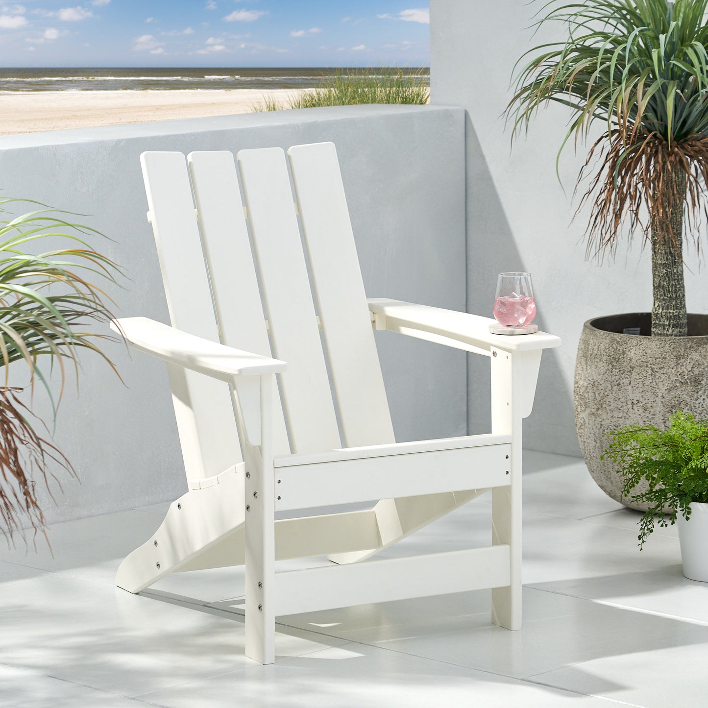 Enigmara - Outdoor High Density Resin Adirondack Chair - White