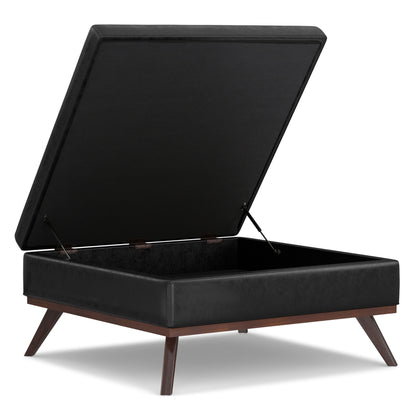 Owen - Extra Large Square Coffee Table Storage Ottoman - Distressed Black