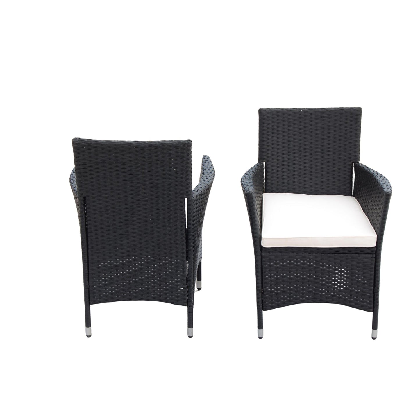 5 Piece Outdoor Patio Wicker Dining Set Patio Wicker Furniture Dining Set With Top - Black / Creme