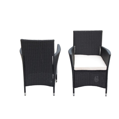 5 Piece Outdoor Patio Wicker Dining Set Patio Wicker Furniture Dining Set With Top - Black / Creme