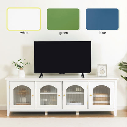 StylishTVcabinet, Entertainment CenterTV Stand, TVconsoletable, Media Console, Solidwood Frame, Changhong Glass Door, Metal Handle - Antique White