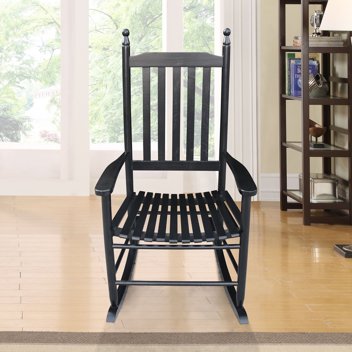 Wooden Porch Rocker Chair, Without Mat - Black