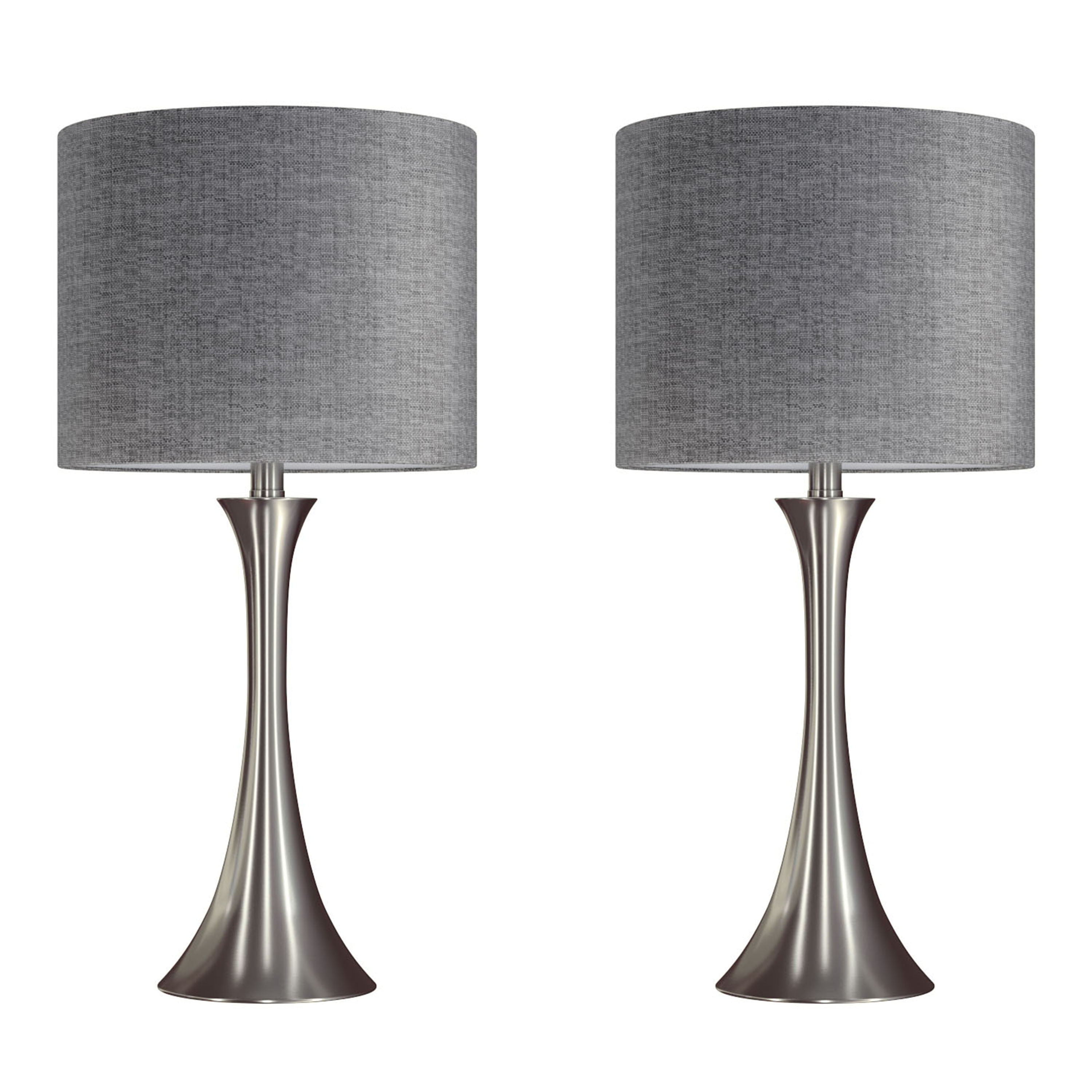 Lenuxe - Contemporary Table Lamp (Set of 2) - Nickel / Gray
