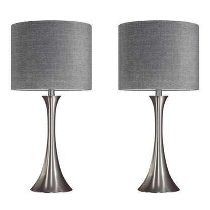 Lenuxe - Contemporary Table Lamp (Set of 2) - Nickel / Gray