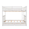 Full Over Full Bunk Bed With Ladders And 2 Storage Drawers - White
