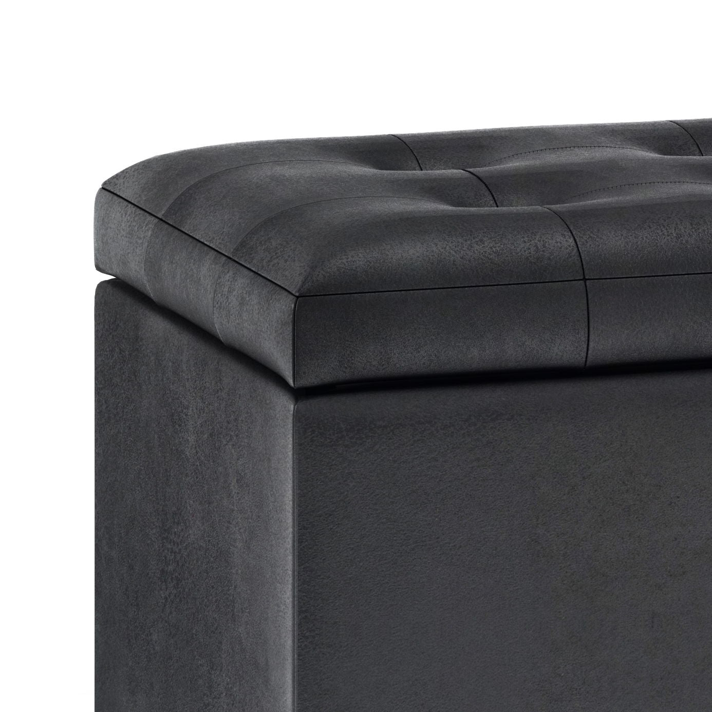 Cosmopolitan - Storage Ottoman - Distressed Black