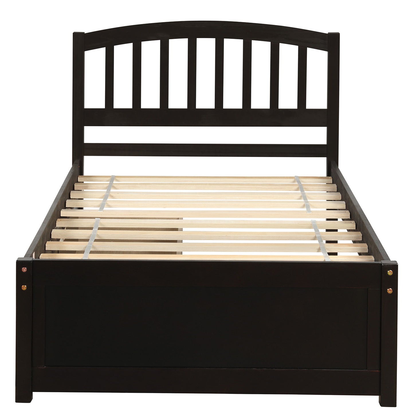 Twin Platform Storage Bed Frame With Two Drawers And Headboard - Espresso