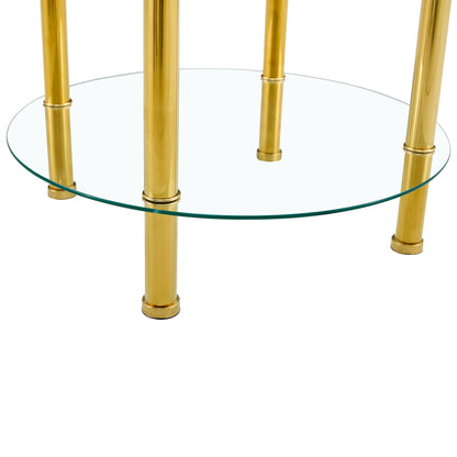 Contemporary Minimalist Double Layer Tempered Glass Coffee Table - Gold / Transparent