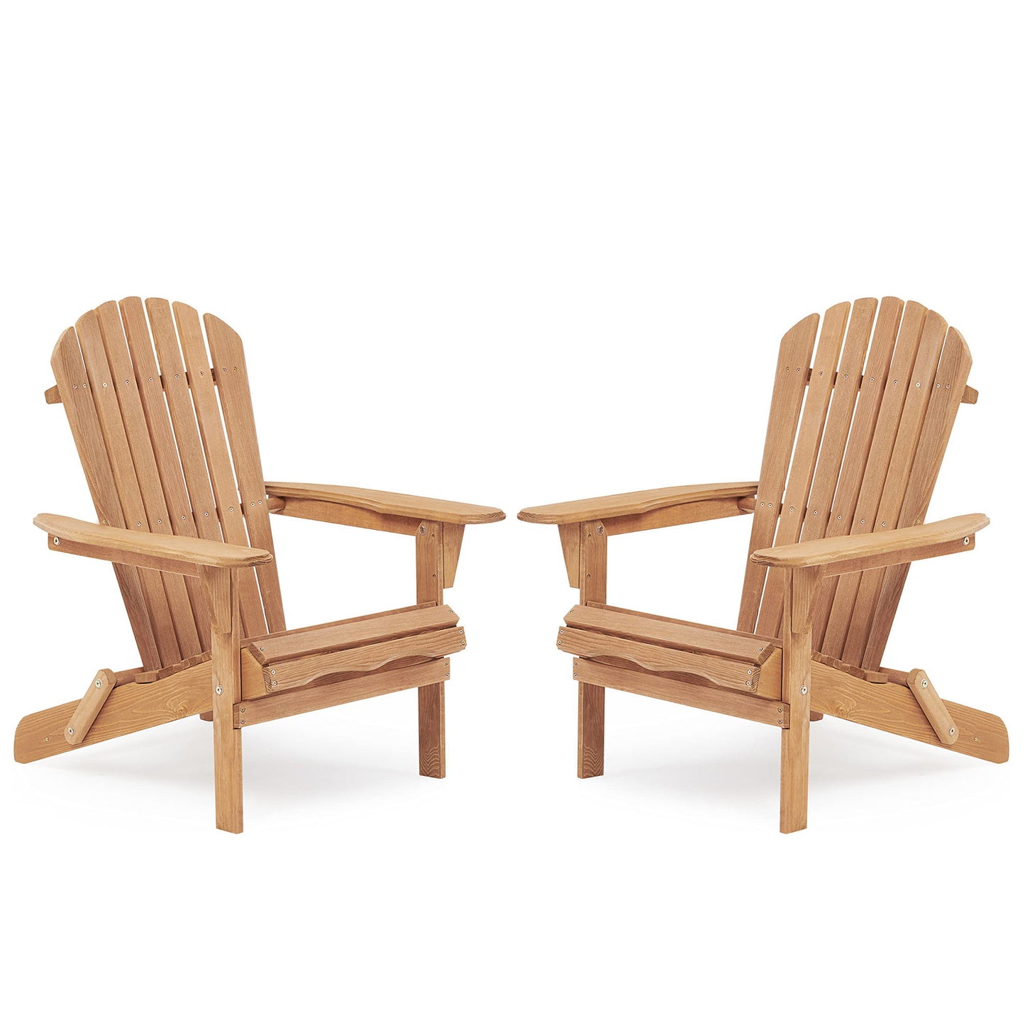 Wooden Outdoor Folding Adirondack Chair (Set of 2) Wood Lounge Patio Chair For Garden, Garden, Lawn, Backyard, Deck, Pool Side, Fire Pit - Light Brown