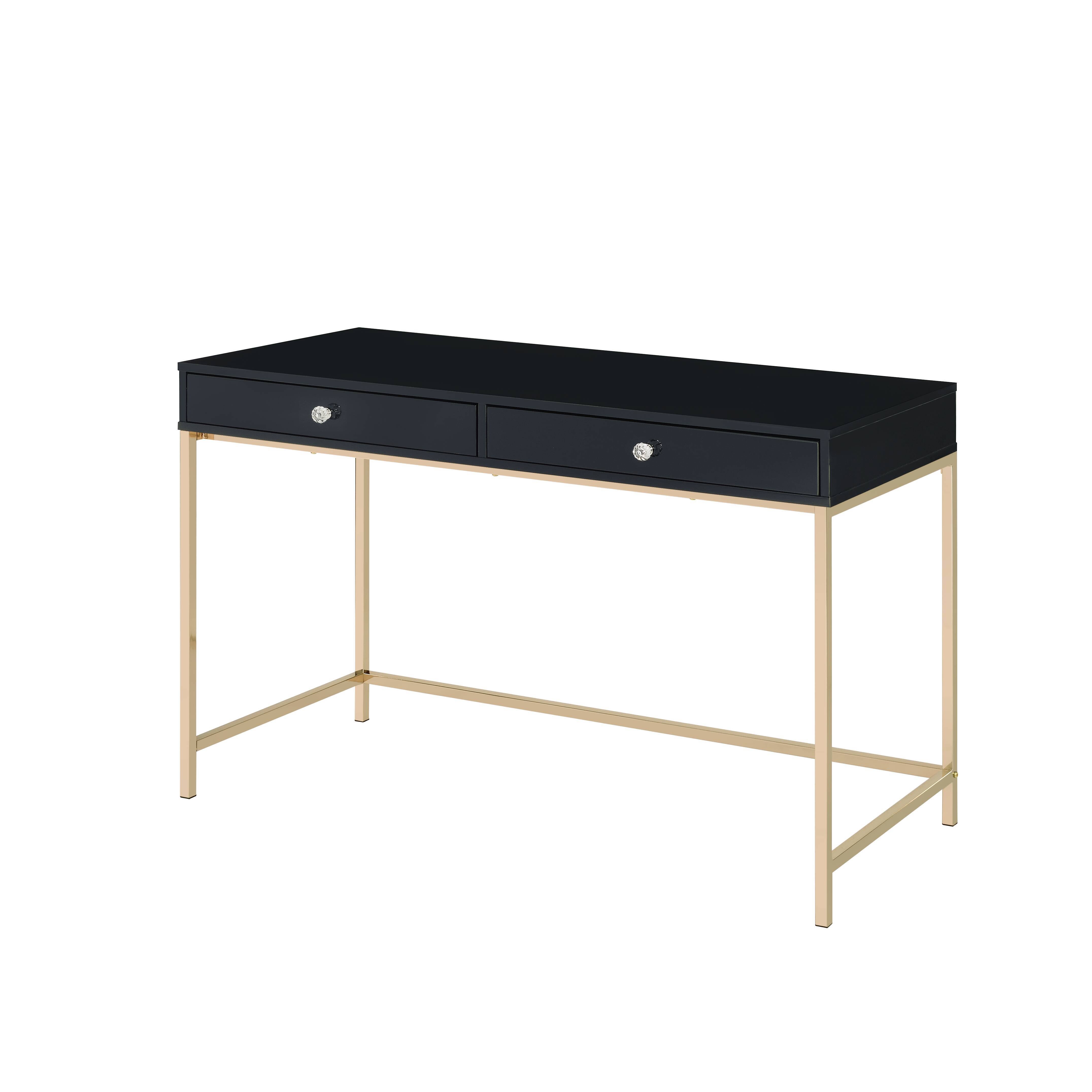 Ottey - High Gloss Writing Desk - Black / Gold