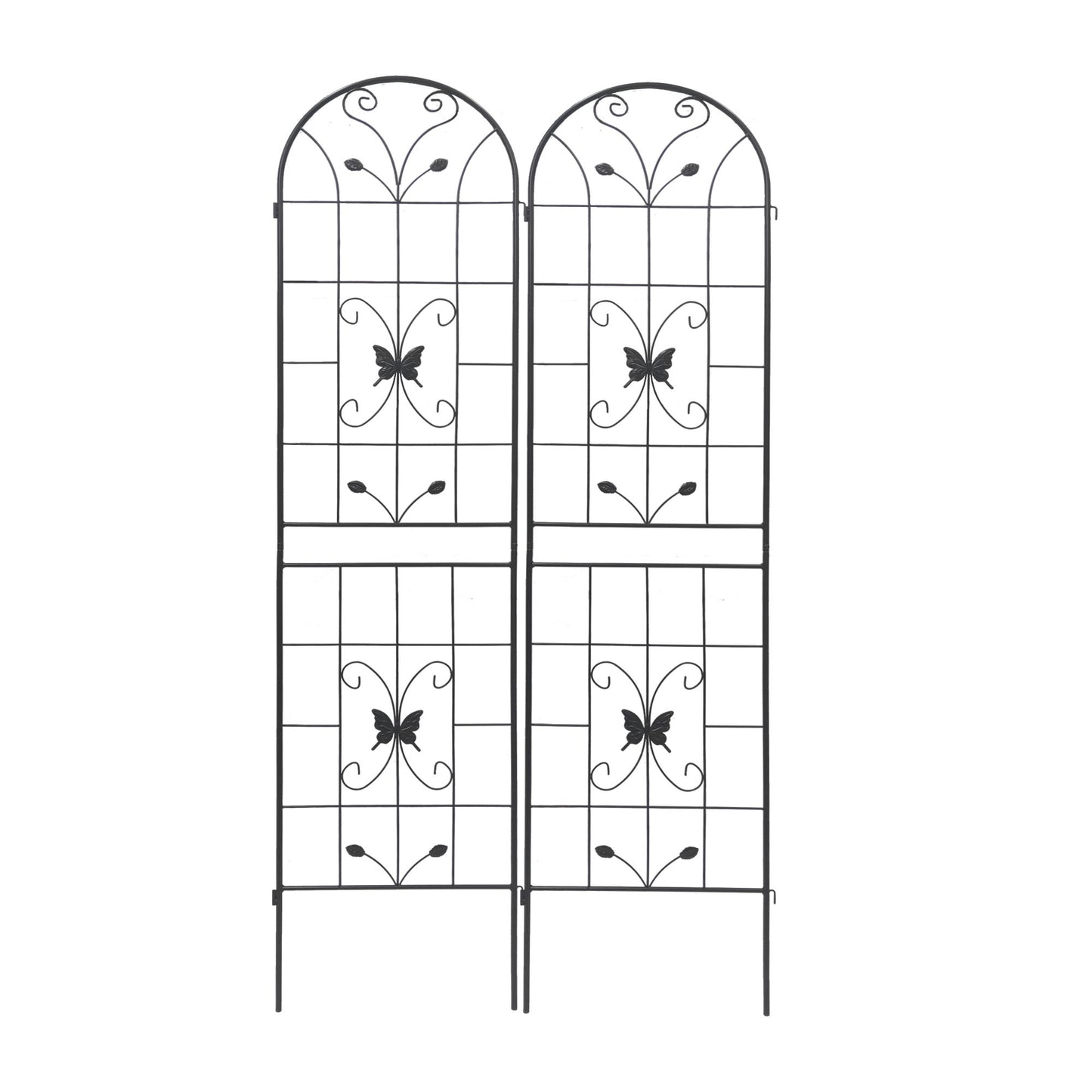 2 Pack Garden Metal Trellis Rustproof Trellis For Climbing Plants Outdoor Flower Support - Black