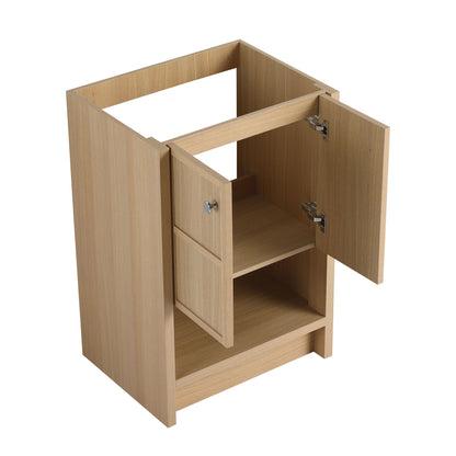 Modern 24" Freestanding Bathroom Vanity With Ceramic Sink And Soft Closing Doors - Oak