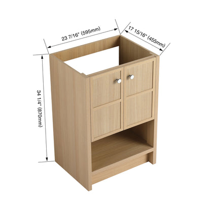 Modern Freestanding Bathroom Vanity With 2 Soft Closing Doors, Excluding Sink - Oak