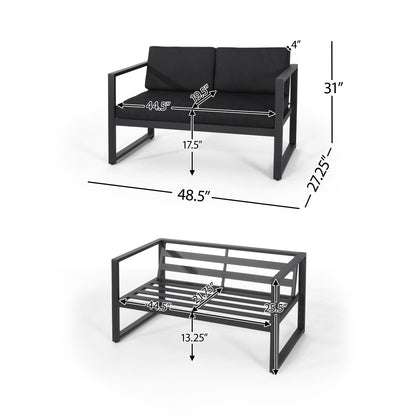 4 Piece Outdoor Chair Set With Weather Resistant Cushion - Dark Gray