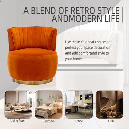 360 Degree Swivel Cuddle Barrel Accent Sofa Chair, Fluffy Round Armchair - Orange