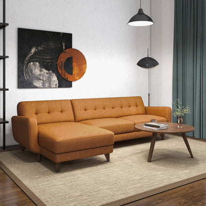 Allison - Left Facing Leather Sectional Sofa - Tan
