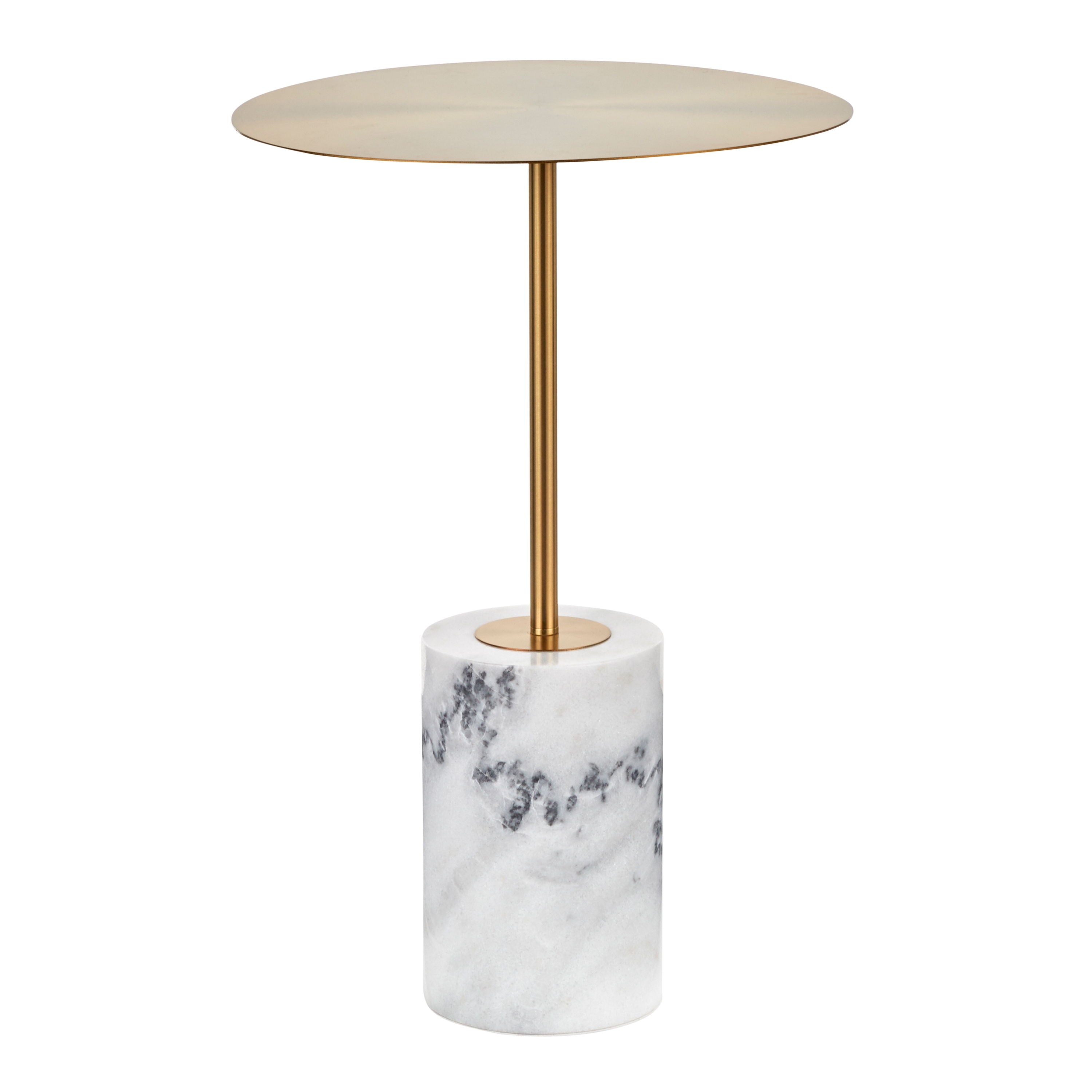 Symbol - Contemporary Side Table - Gold / White Marble