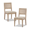 Armless Dining Chair With Cane Back And Upholstered Seat (Set of 2) - Light Brown