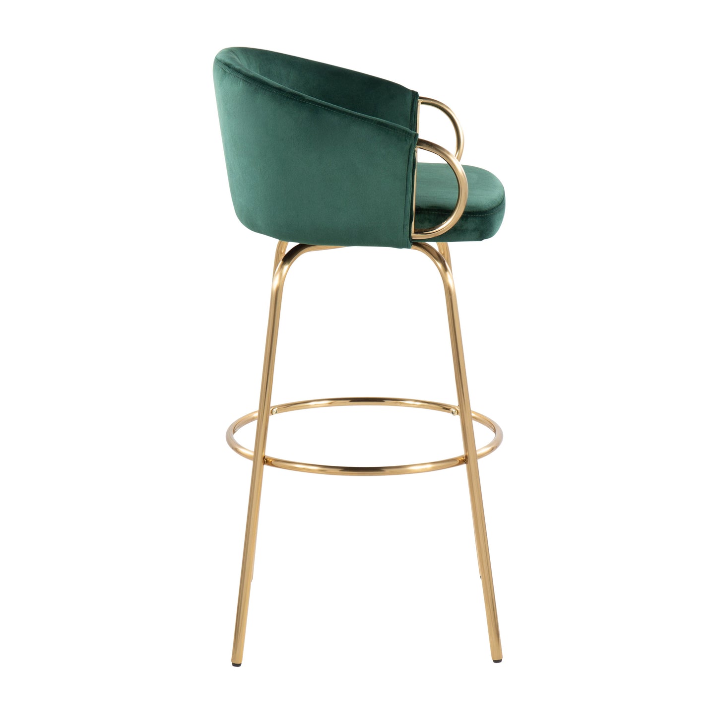 Claire - Contemporary / Glam Fixed Height Bar Stool Round Footrest (Set of 2) - Green / Gold