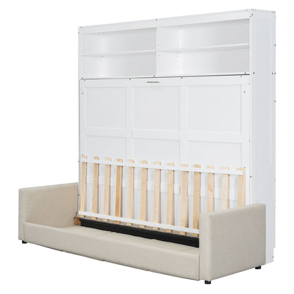 Queen Size Murphy Wall Bed With Sofa - White