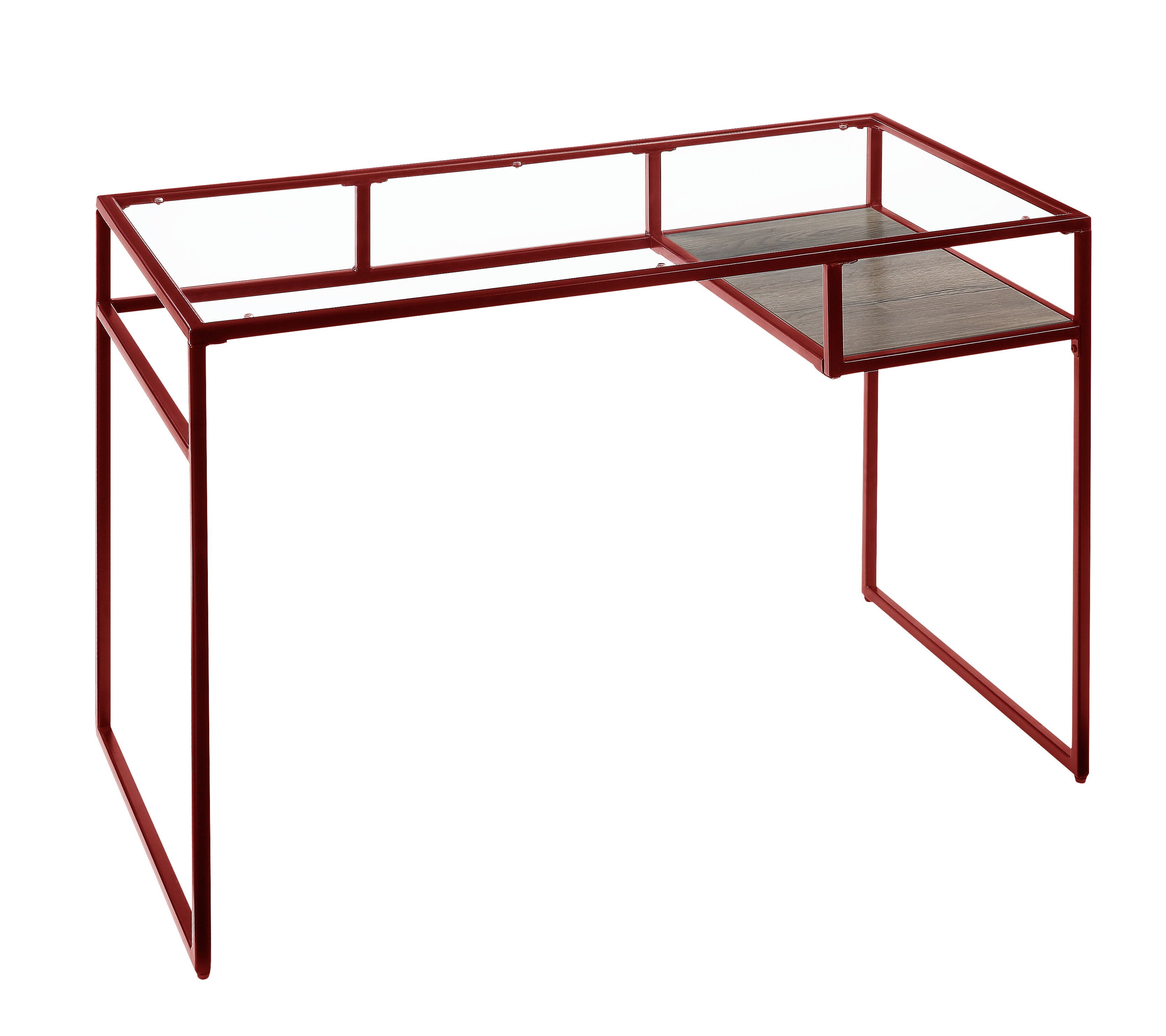 Yasin - Glass Top Writing Desk - Red