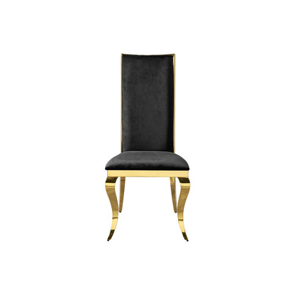 Dining Chair (Set of 2) With Unique Backrest Stainless Steel Legs - Gold