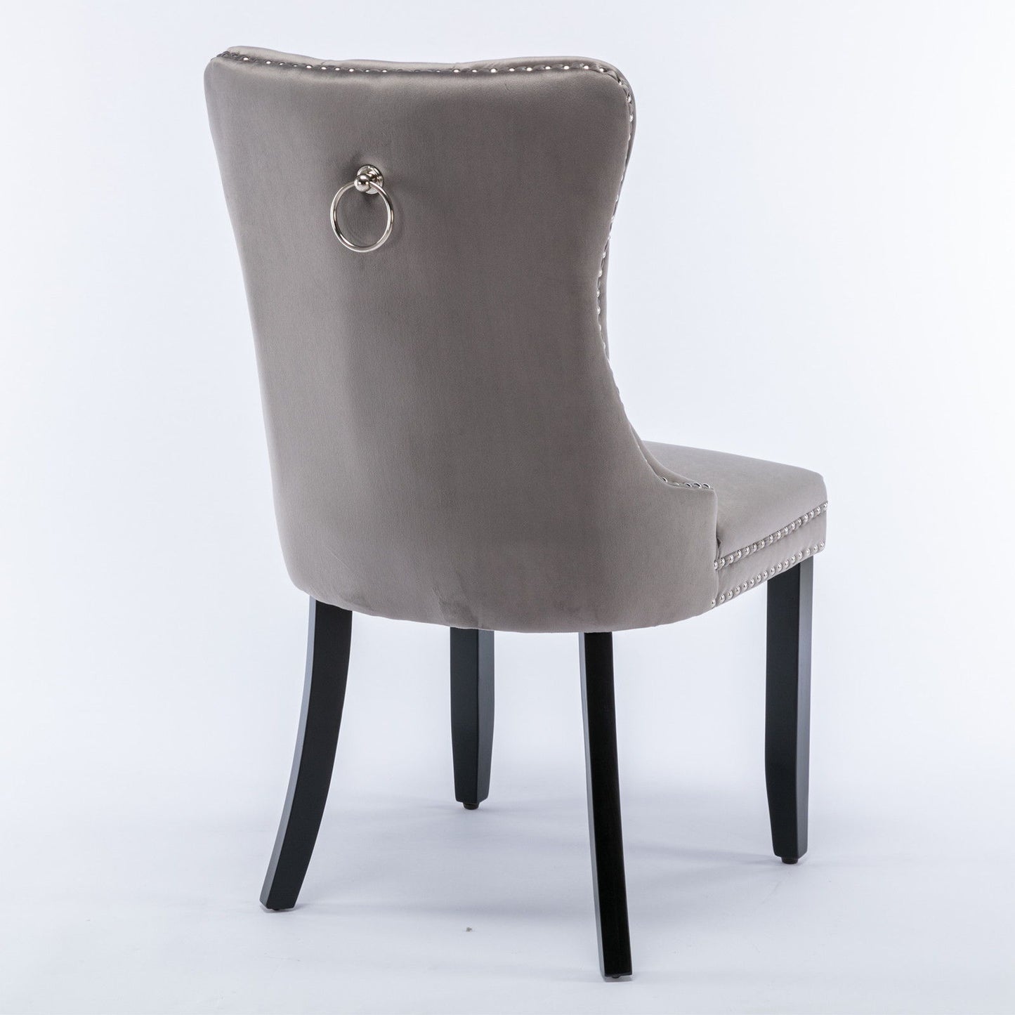 Nikki - Modern, High-End Tufted Solid Wood Contemporary Velvet Upholstered Dining Chair With Wood Legs Nailhead Trim (Set of 2) - Gray