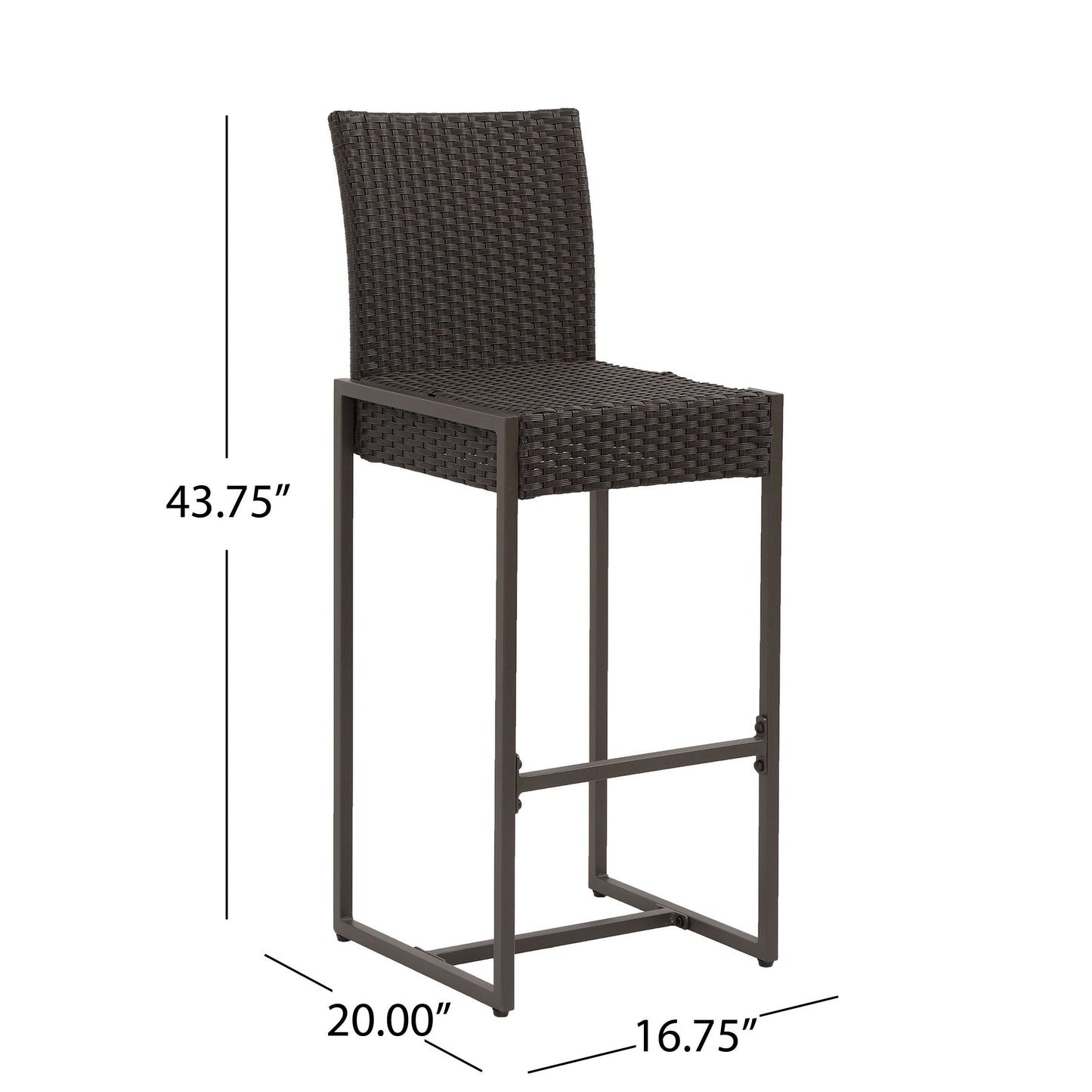 Outdoor Barstool With Hand Crafted Details (Set of 2) - Dark Brown