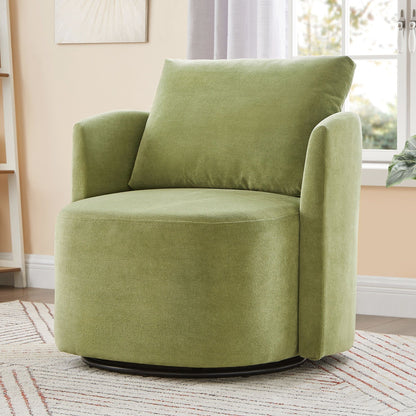360ÔøΩÔøΩ Swivel Chair, Accent Barrel Armchair, Upholstered With Curved Design - Green