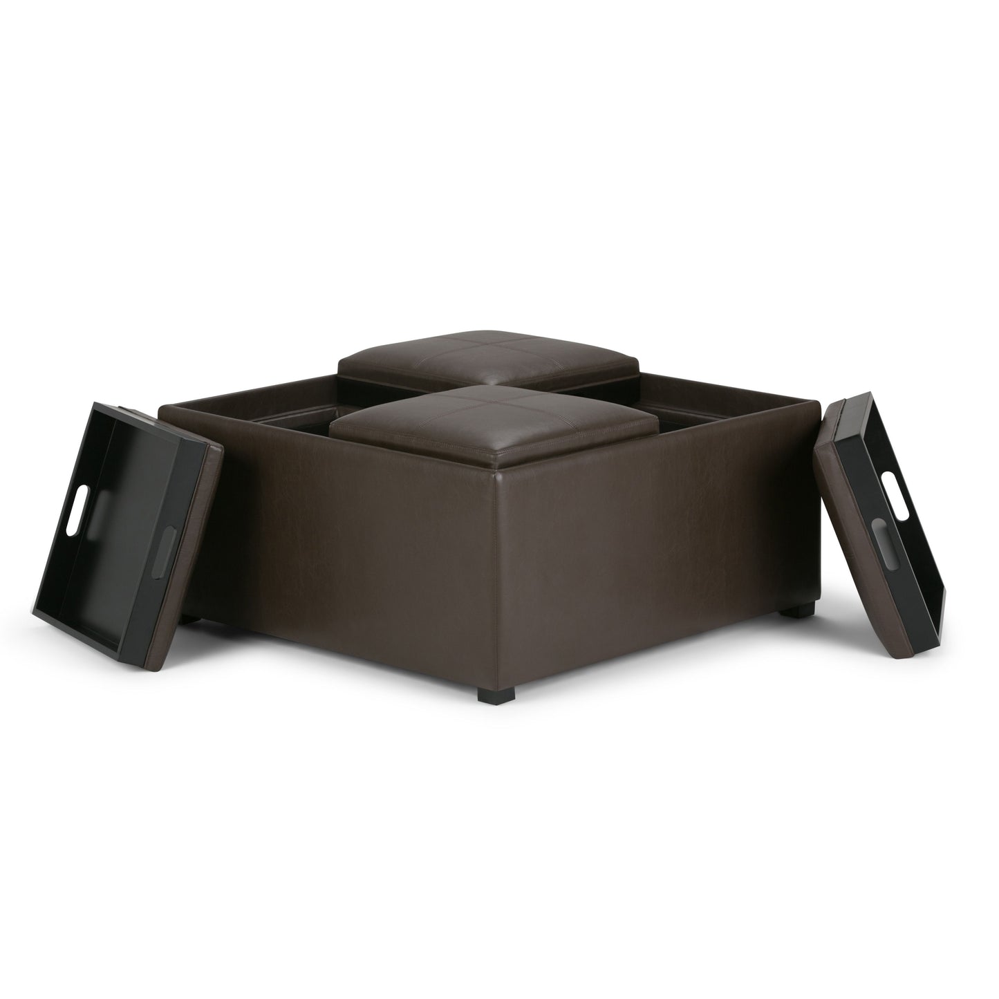 Avalon - Square Coffee Table Storage Ottoman - Chocolate Brown