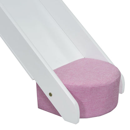 Twin Size Charming House Shaped Loft Bed With Tent And Slide - White / Pink