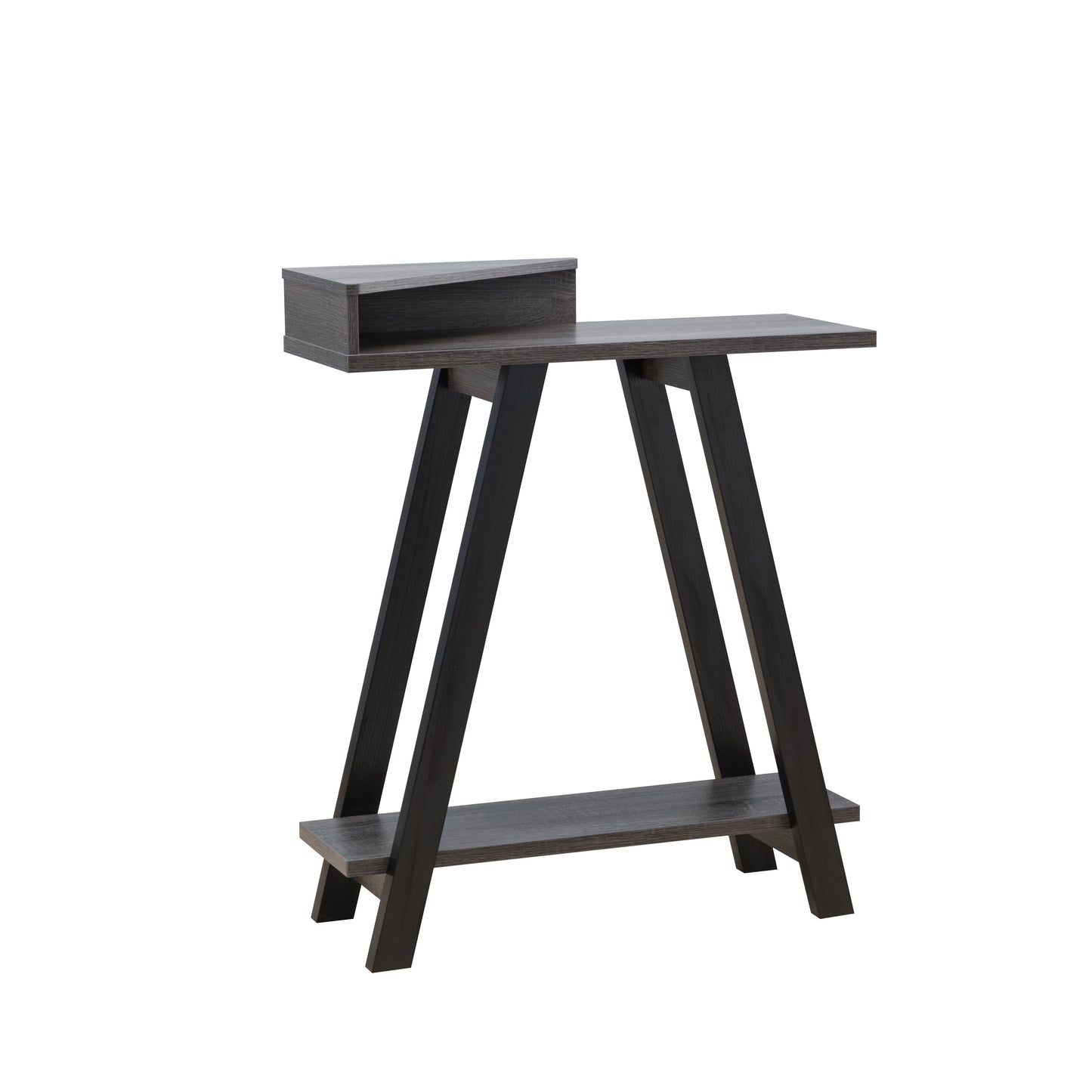 Contemporary Two Toned Console Table With Two Shelves - Black / Gray