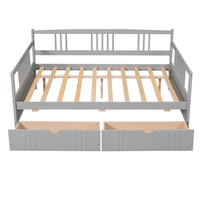 Full Size DayBed With 2 Drawers - Gray
