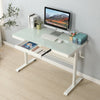 Tempered Glass Standing Desk With Metal Drawer, Adjustable Height Stand Up Desk, Sit Stand Home Office Desk, Ergonomic Workstation - White