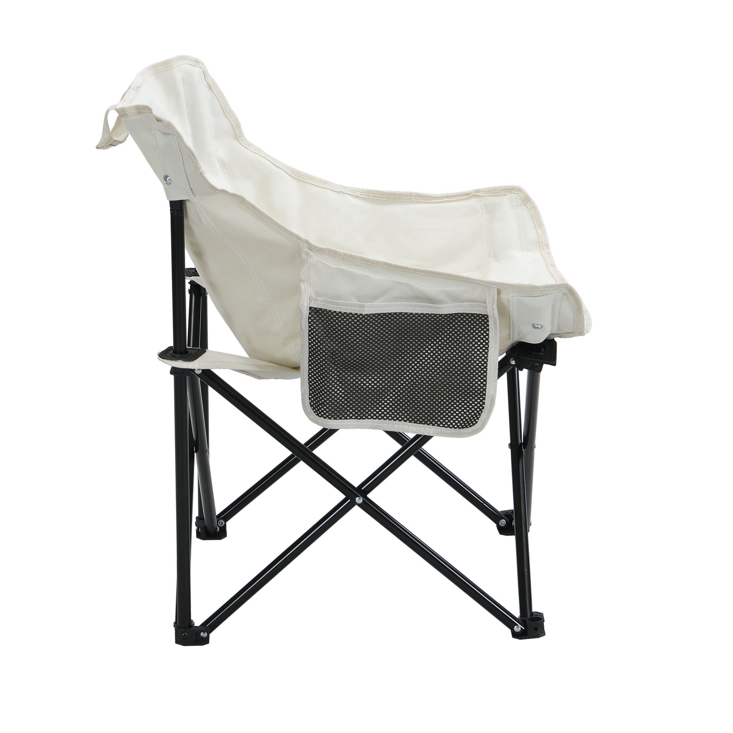 2 Pieces Outdoor Camping Chairs Folding / Portable, Comfortable Seating, Durable Steel Frame - Beige